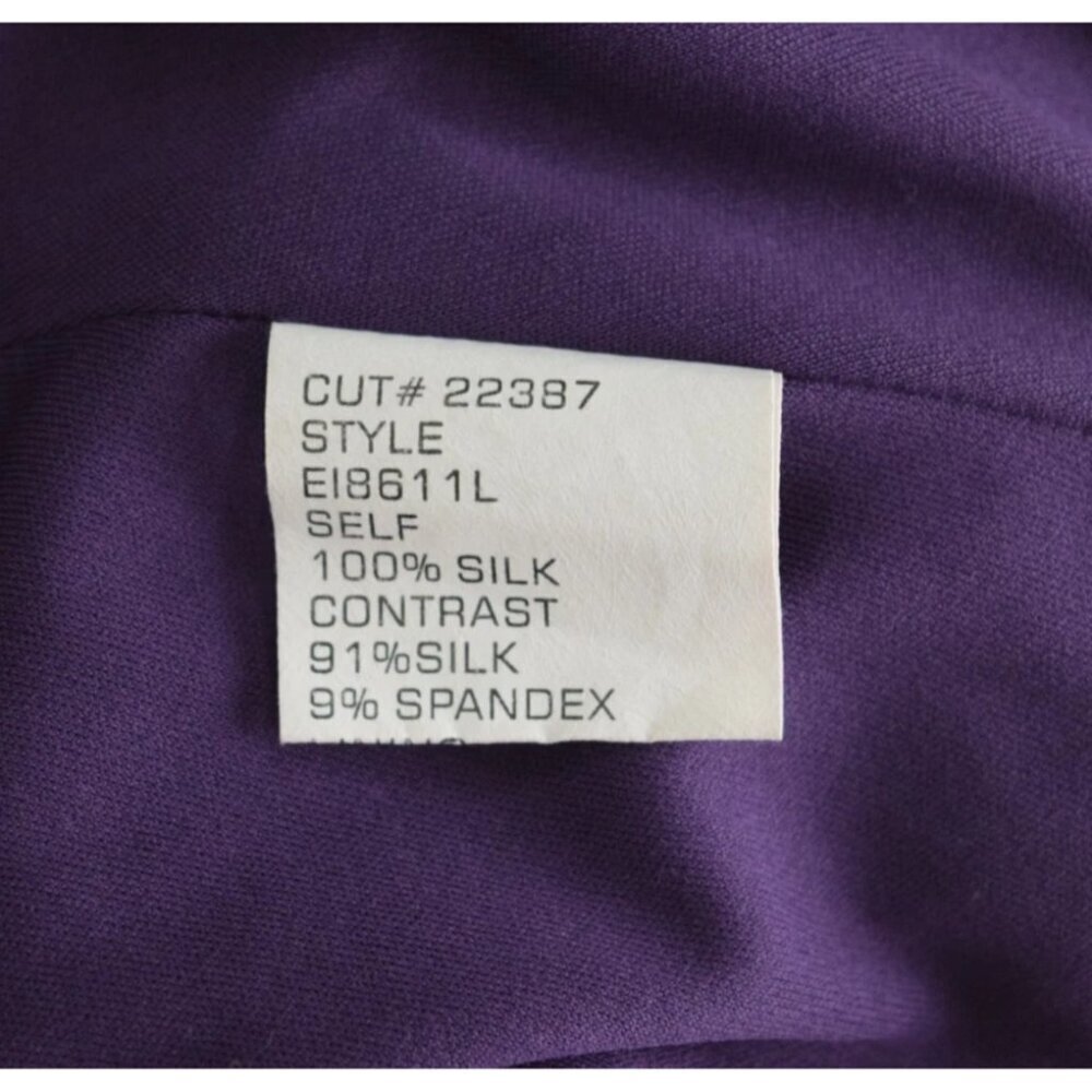 TADASHI COLLECTION PURPLE SILK CHIFFON V-NECK PLEATED GOWN - Picture 10 of 10